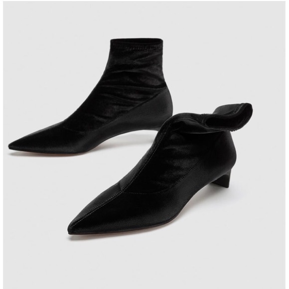 black kitten heel booties